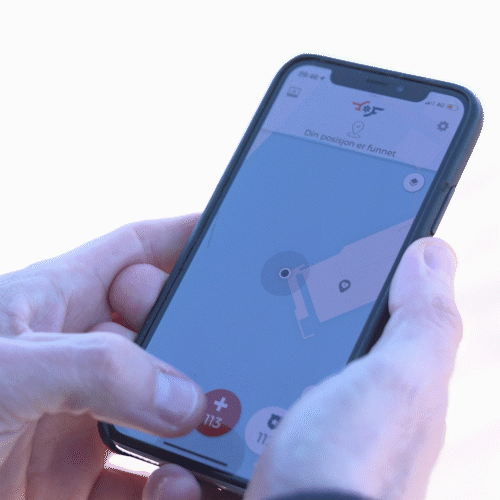 Demonstrasjon av appen «Hjelp 113», som brukes til å ringe nødetatene med i forbindelse med drukning.